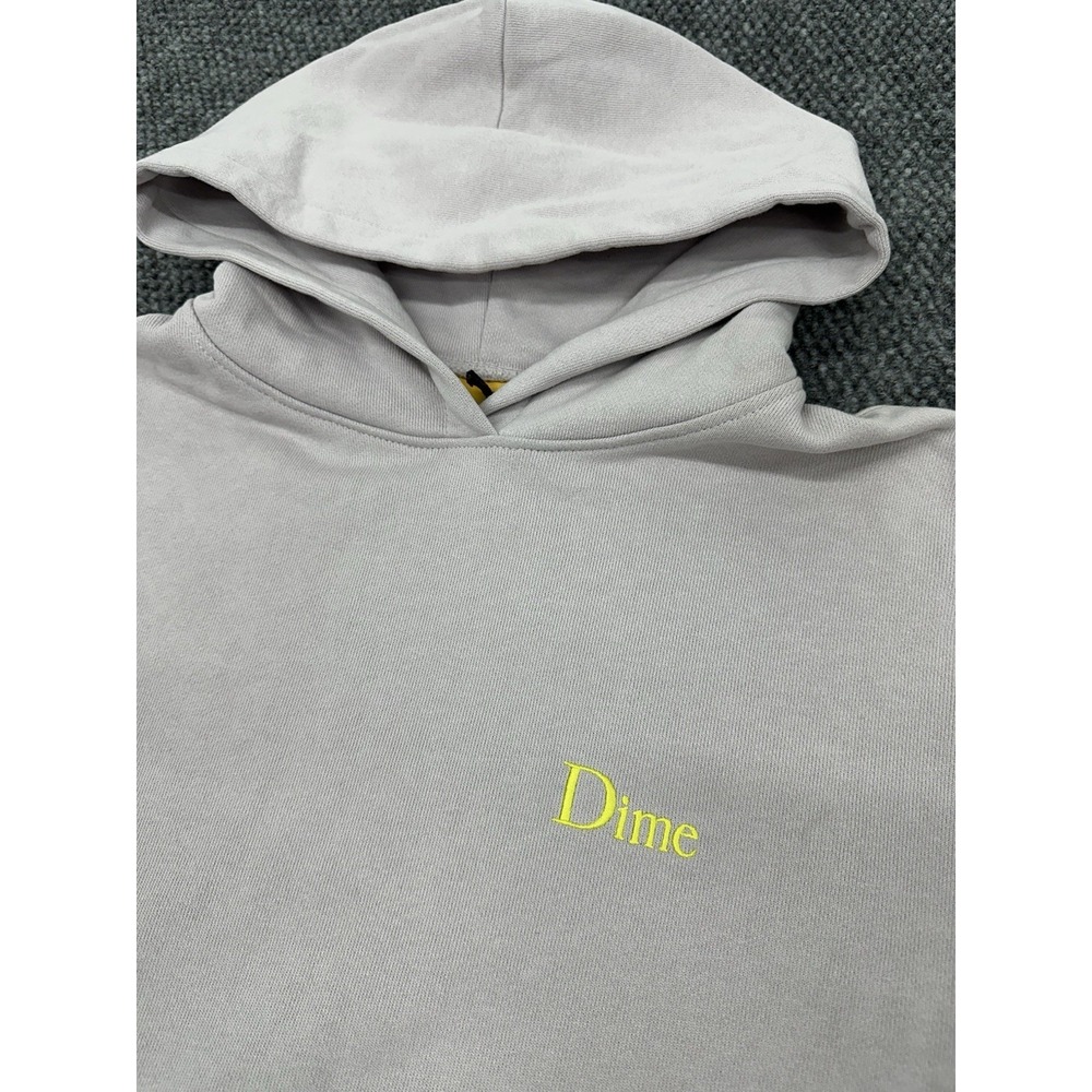 Dime Men's Small Hoodie Sweatshirt Gray Pullover Embroidered Logo - New